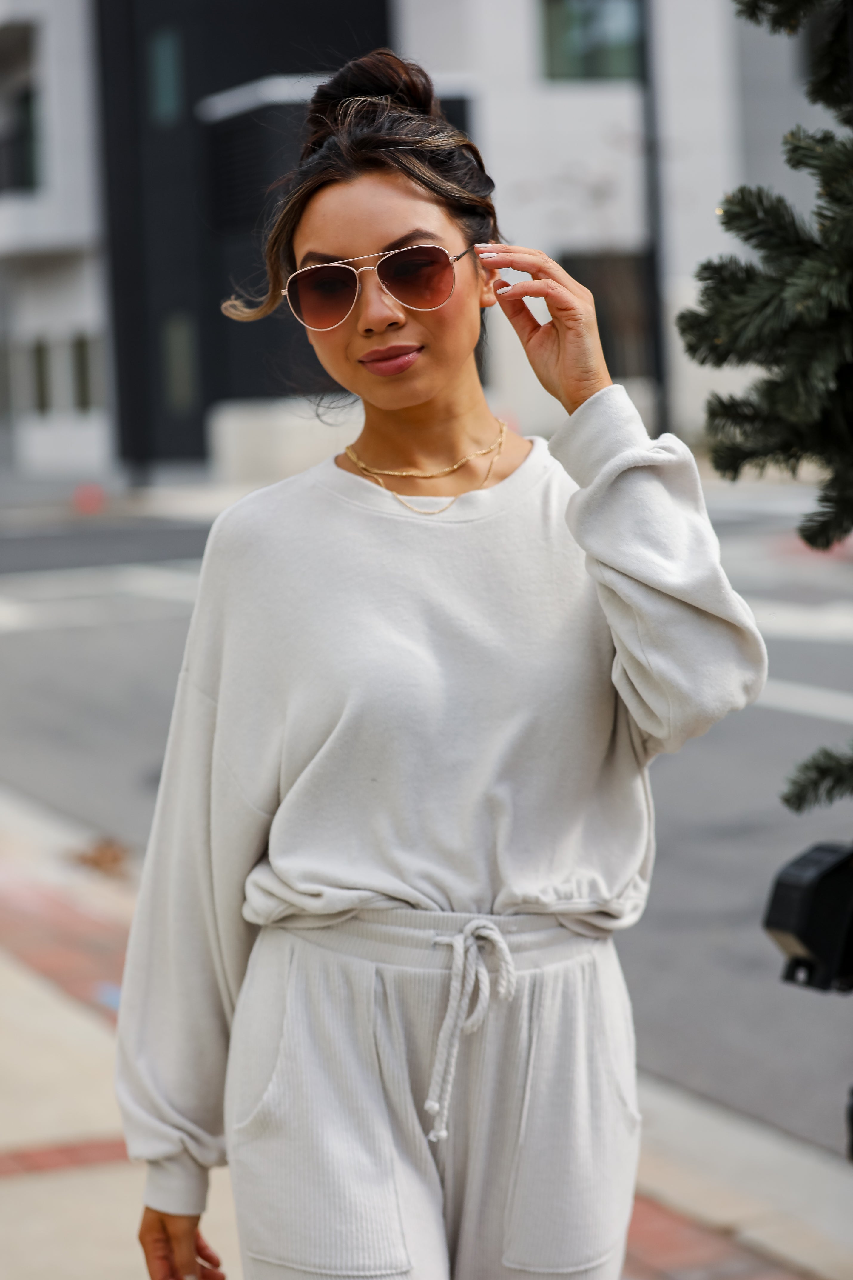 grey Brushed Knit Top