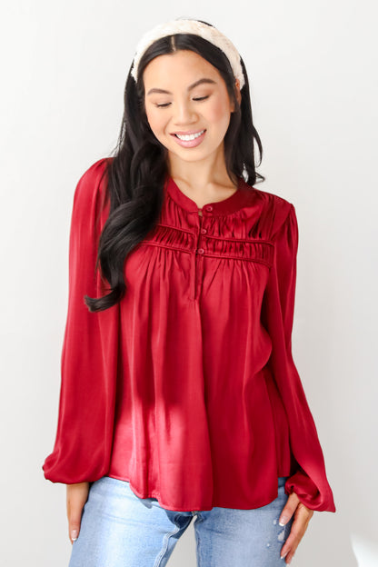 Ideal Sophisticate Burgundy Satin Blouse