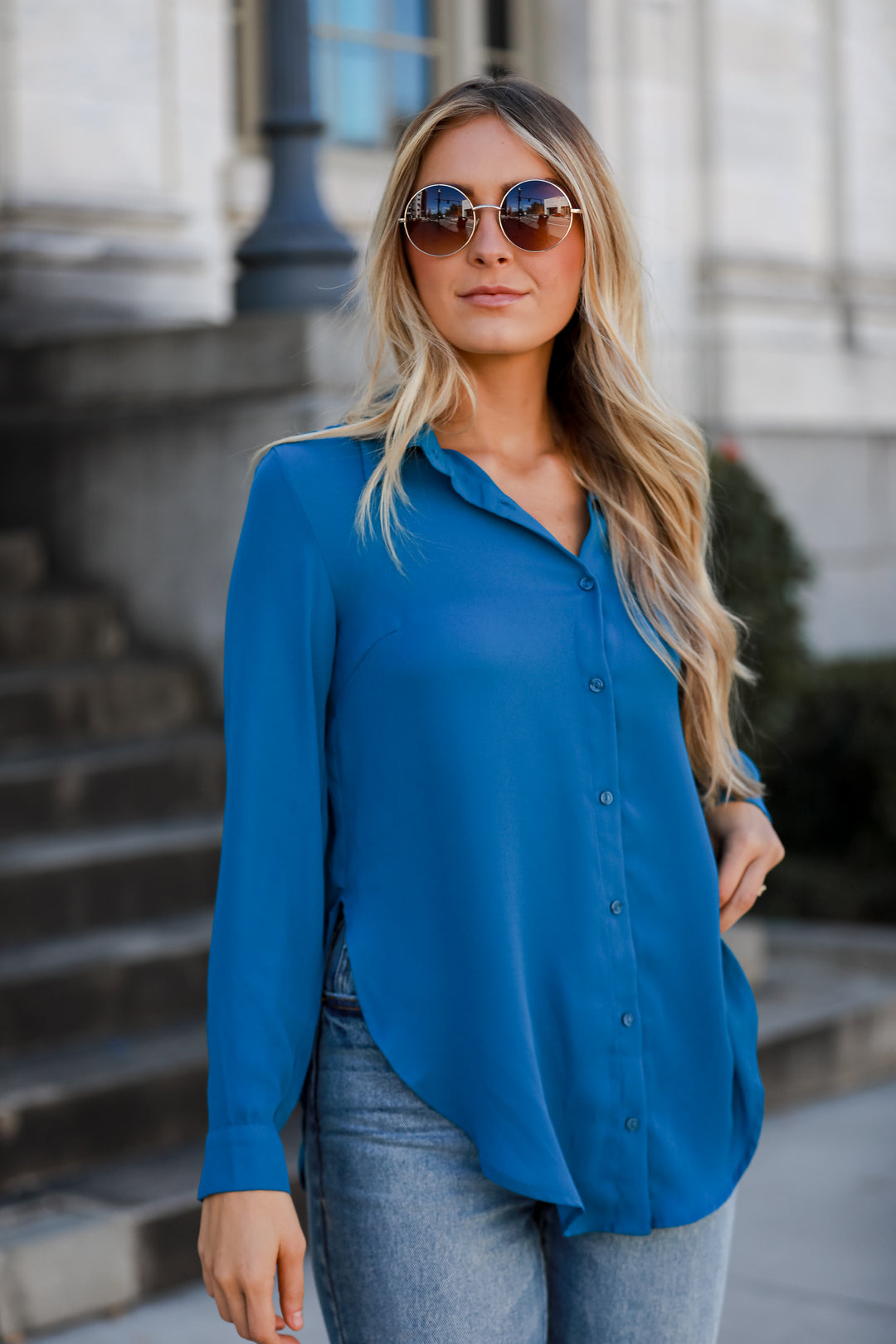 trendy Button-Up Blouse