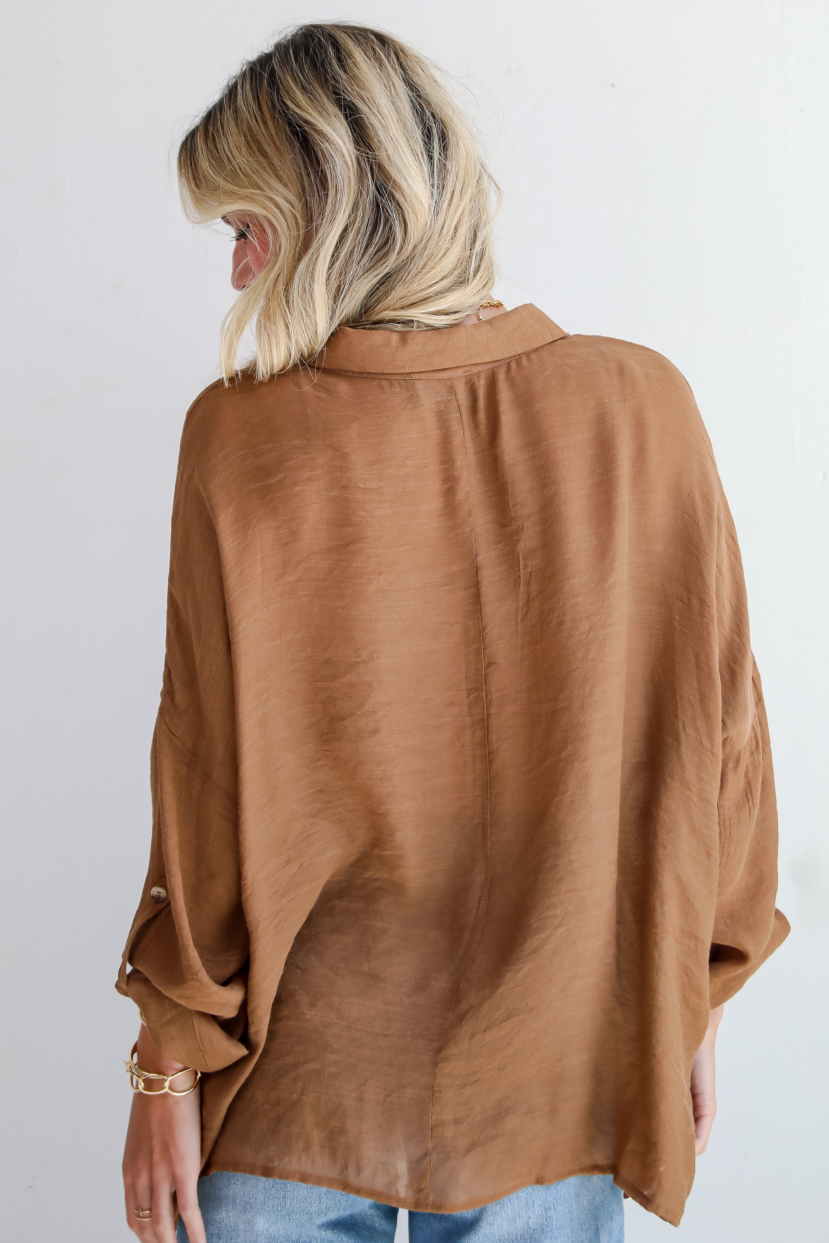 Compelling Composure Oversized Button-Up Blouse