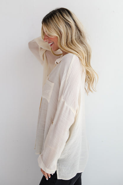 Compelling Composure Oversized Button-Up Blouse