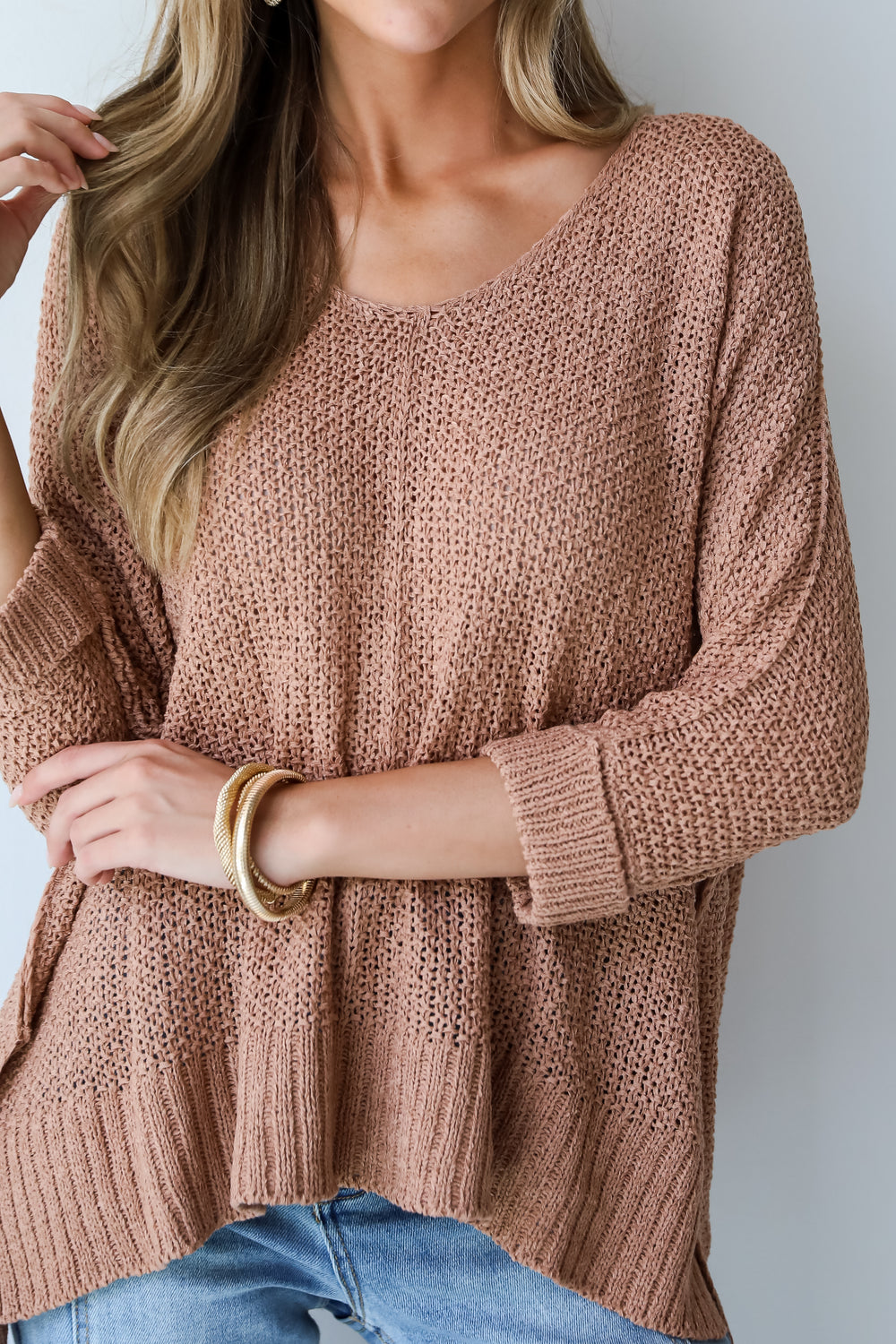 Crush Worthy Camel Oversized Lightweight Knit Sweater