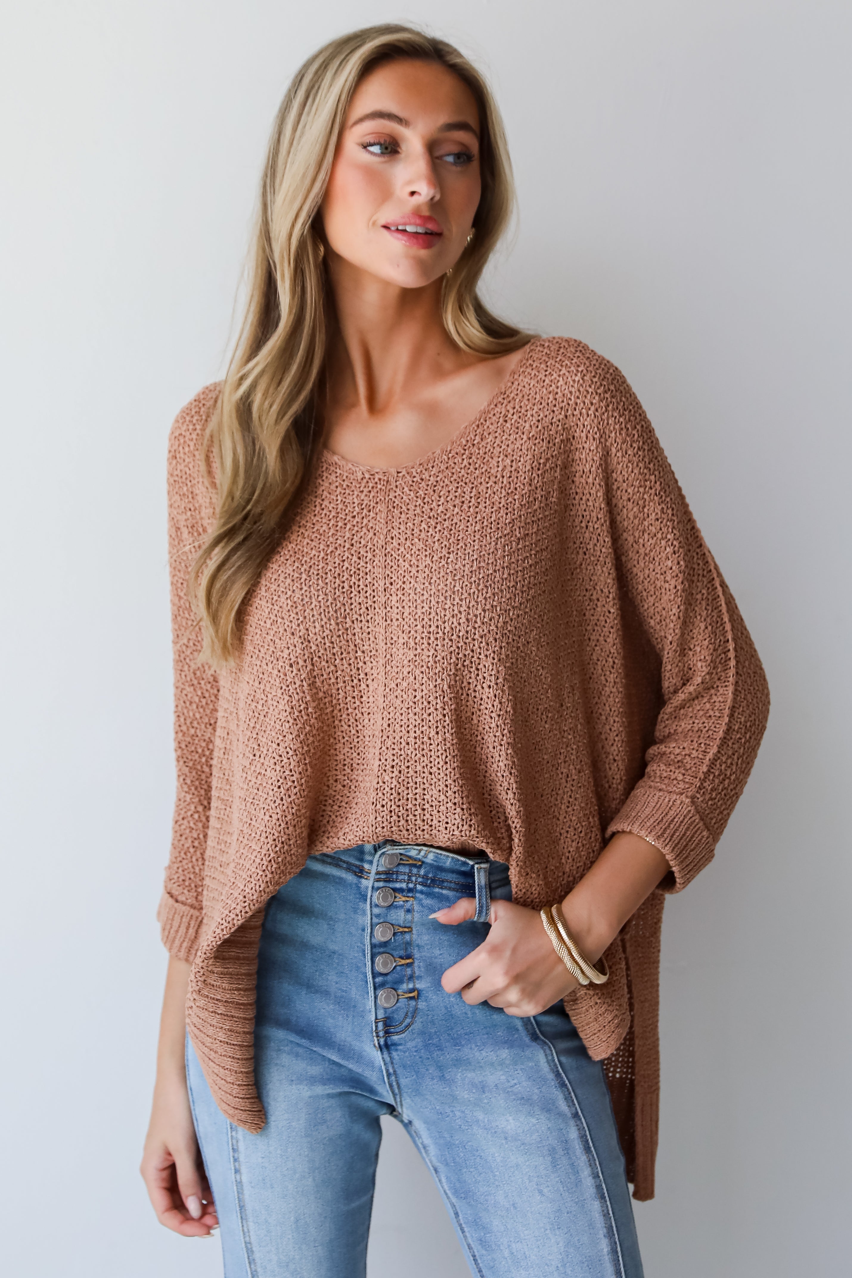 Crush Worthy Camel Oversized Lightweight Knit Sweater