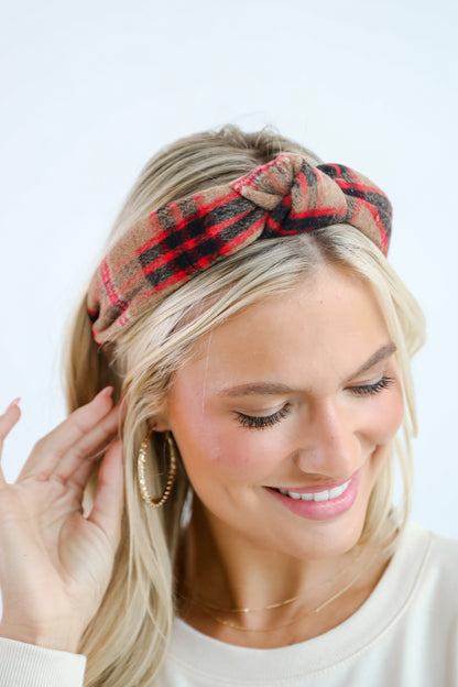 Precious Energy Plaid Knotted Headband