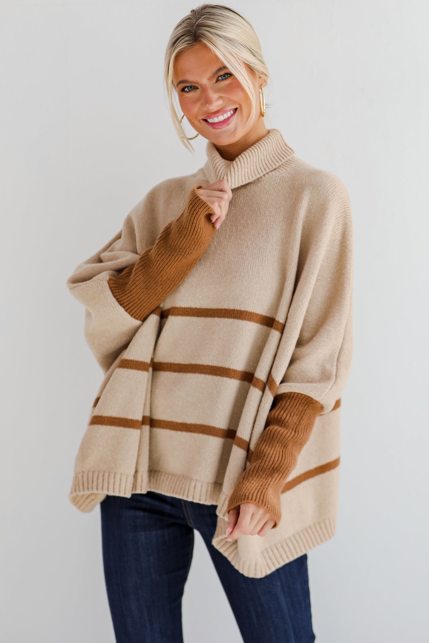 Sweetest Joy Oversized Striped Turtleneck Sweater