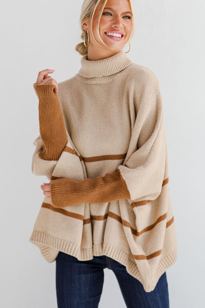 Sweetest Joy Oversized Striped Turtleneck Sweater