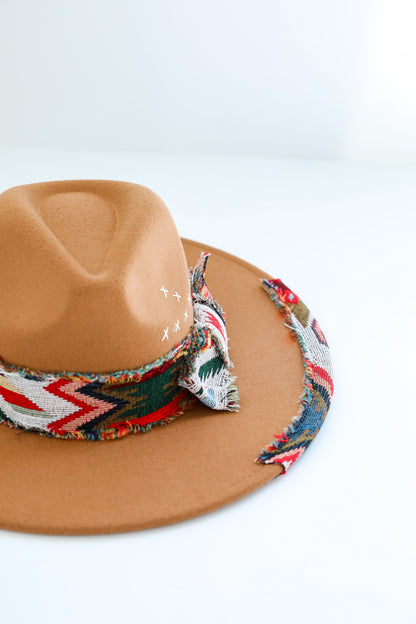 Saddled Up Camel Wide Brim Fedora Hat