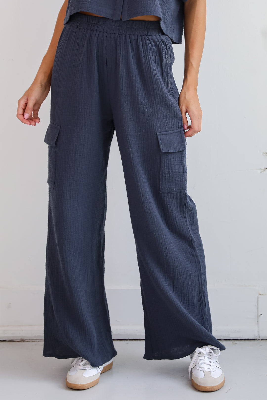 Too Perfect Charcoal Linen Cargo Pants