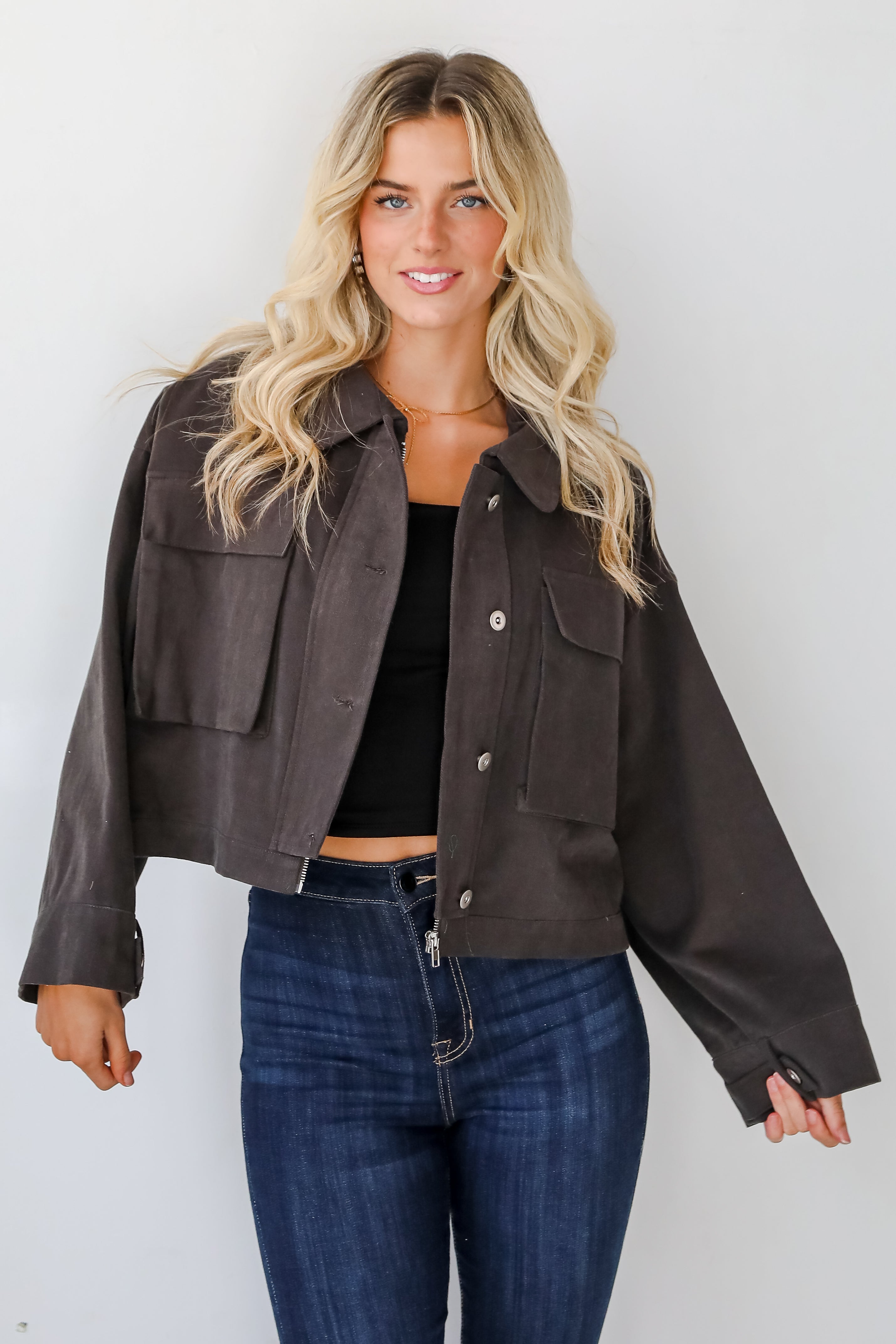 Envied Appeal Charcoal Cropped Jacket