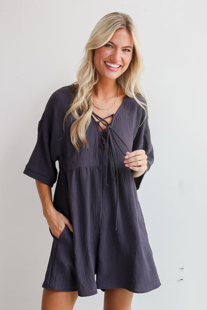 Remarkable Grace Charcoal Romper