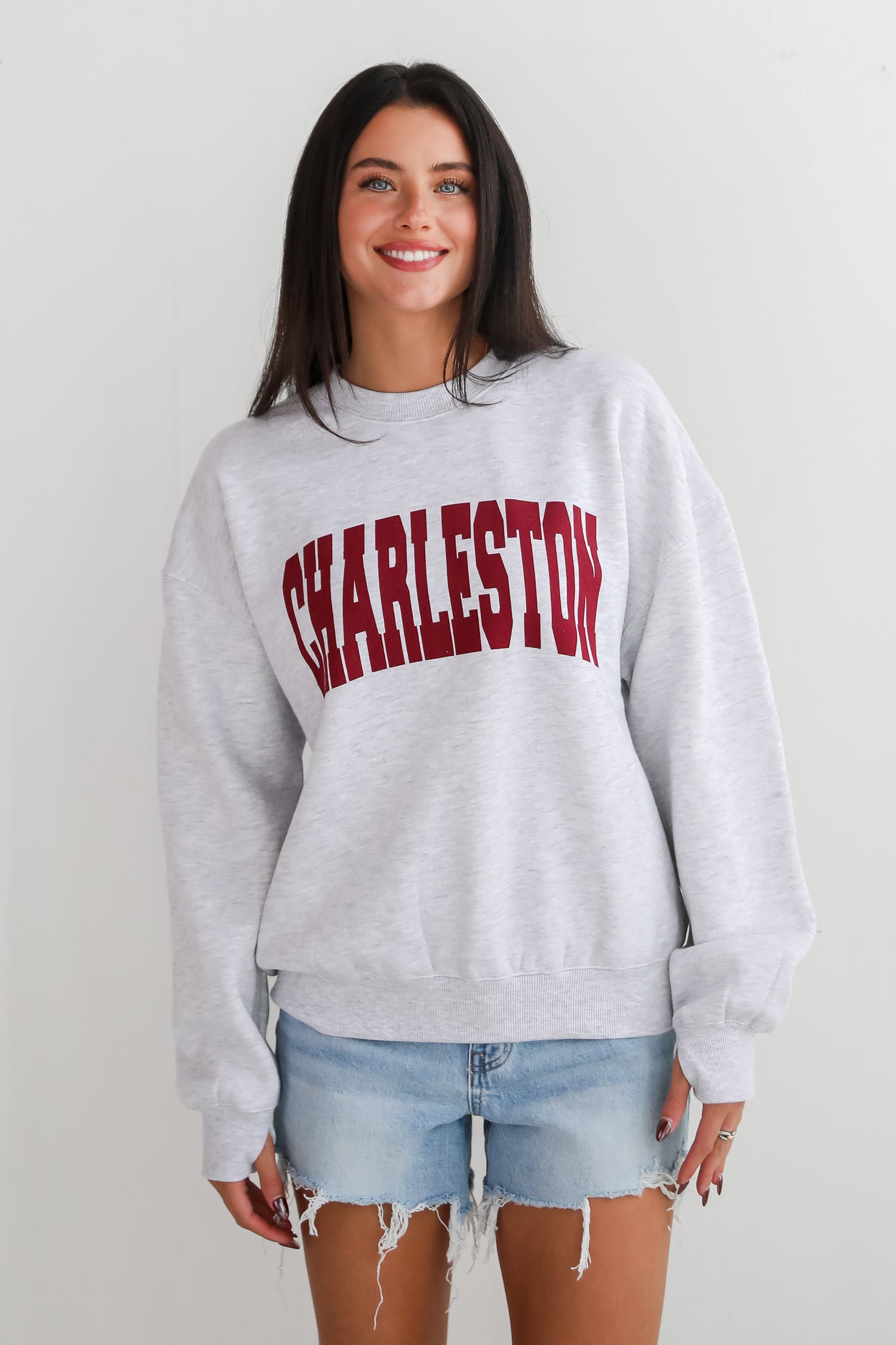 Light Heather Grey/Maroon Charleston Sweatshirt