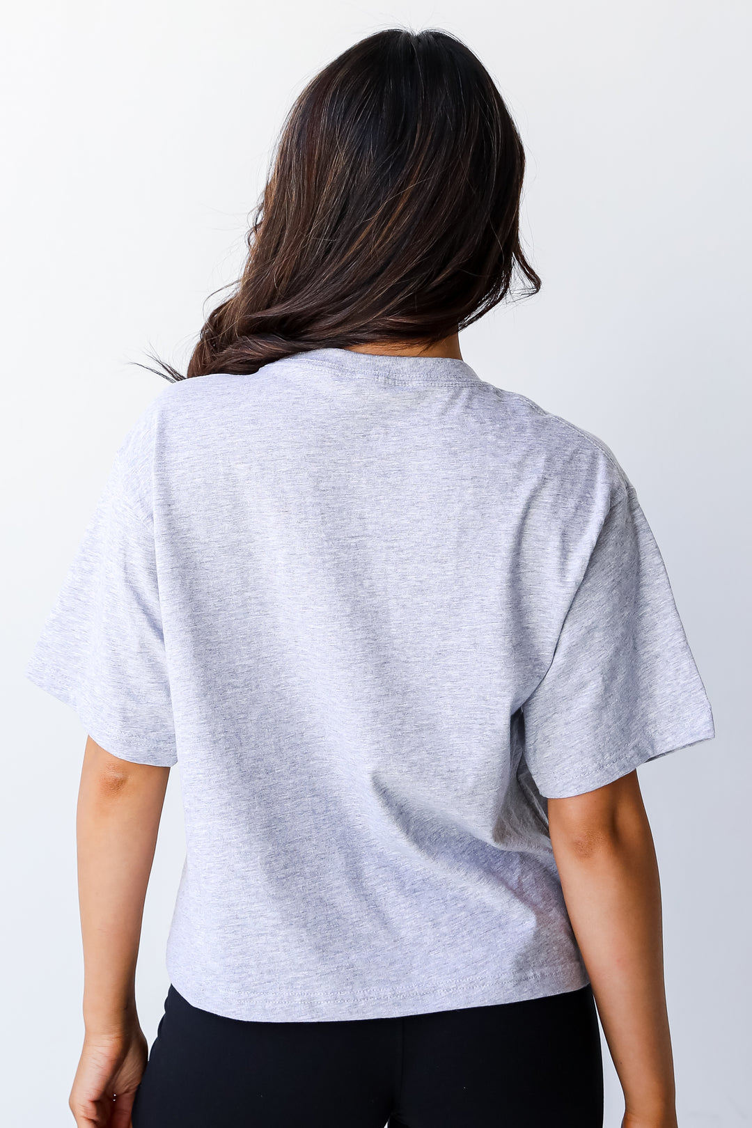 Heather Grey Charleston Cropped Tee back view