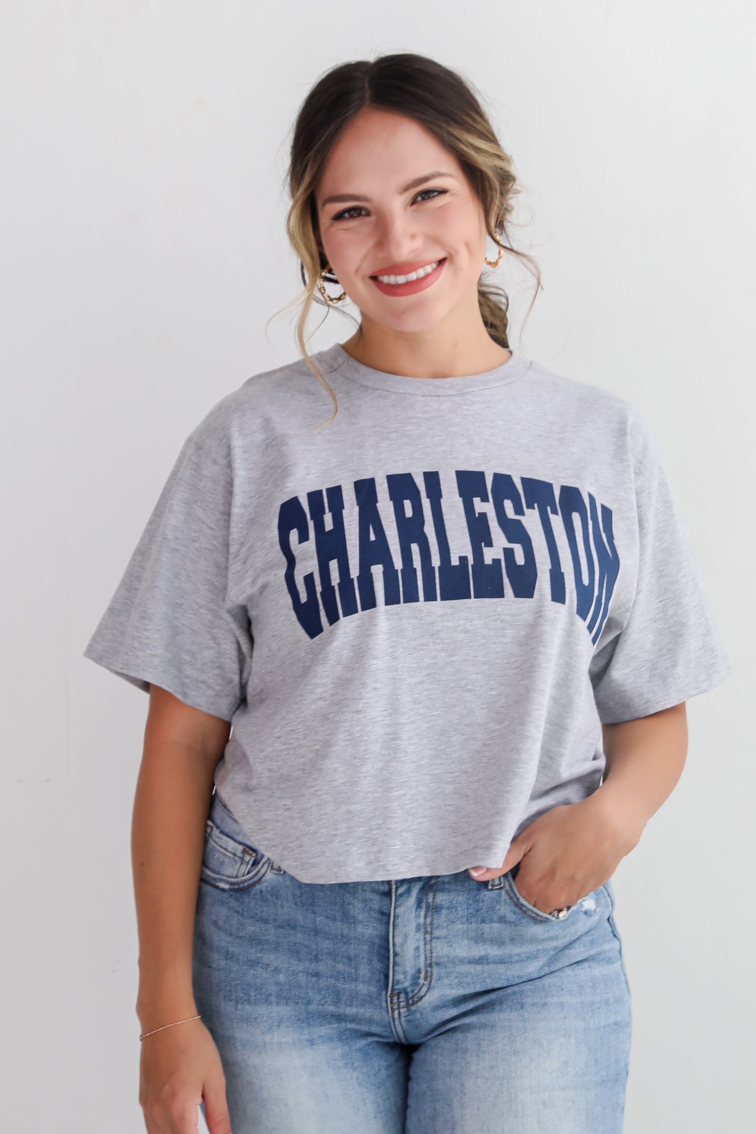 Heather Grey Charleston Cropped Tee