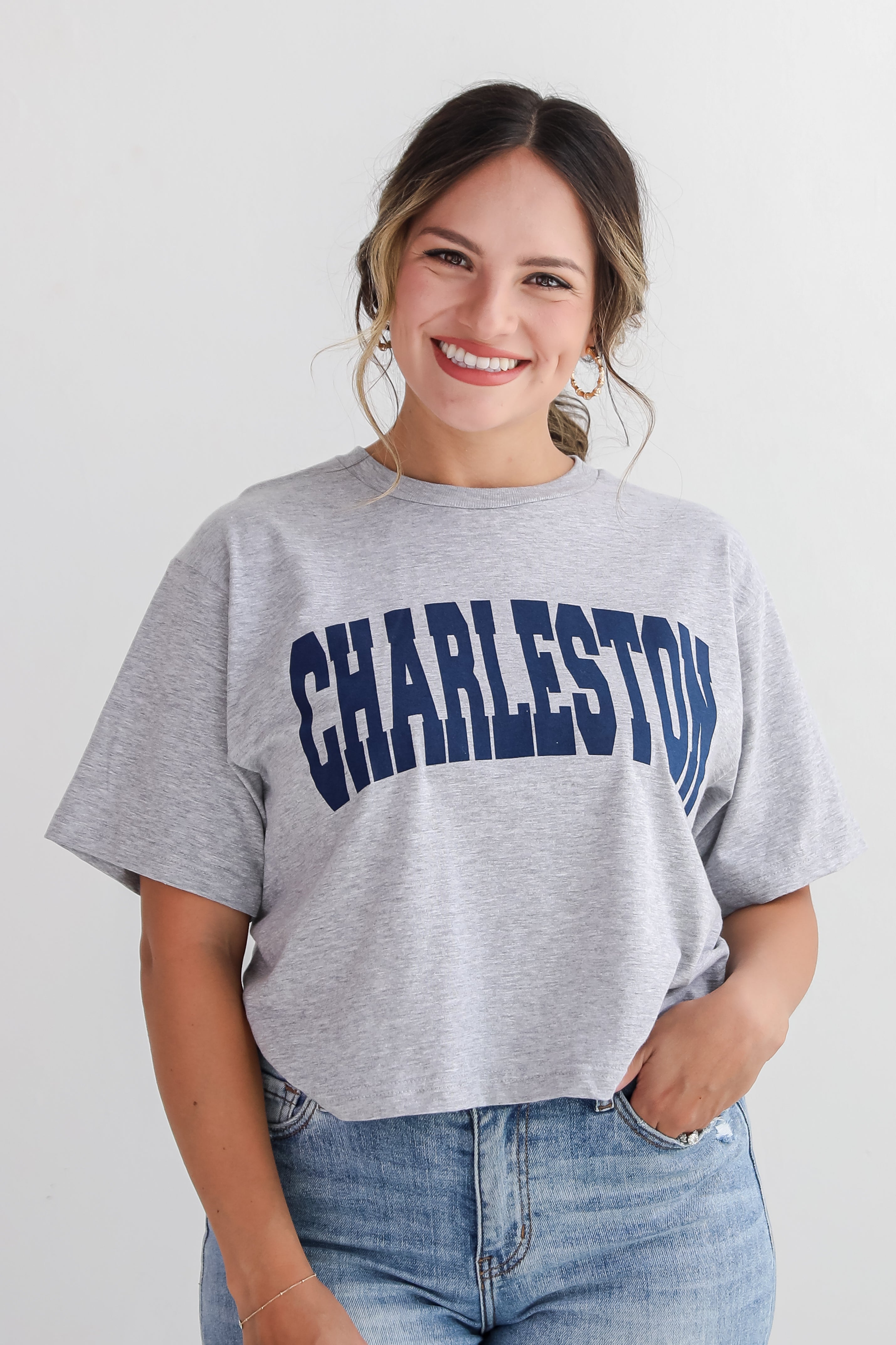 Heather Grey Charleston Cropped Tee