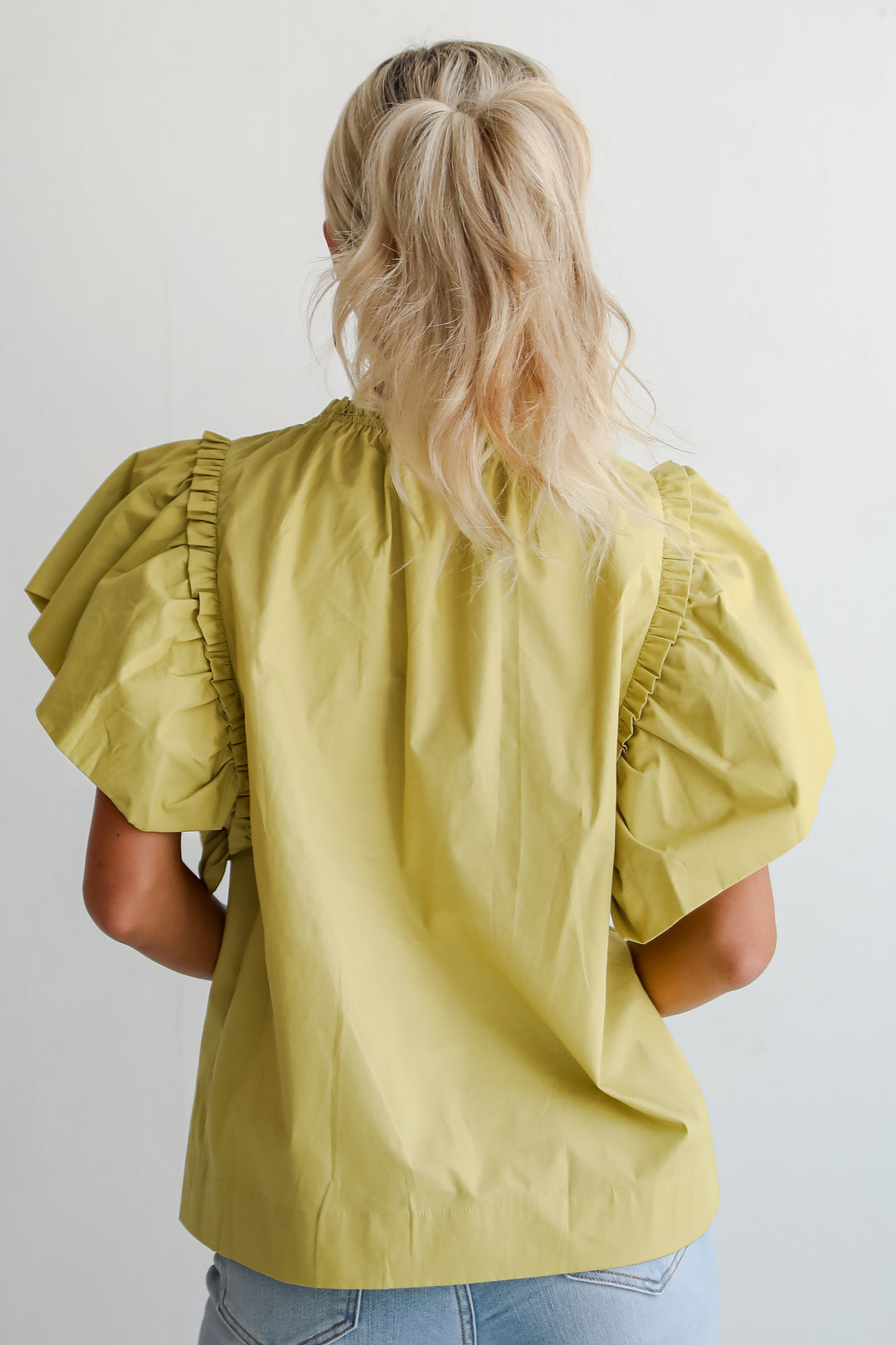 Precious Trend Chartreuse Ruffle Blouse