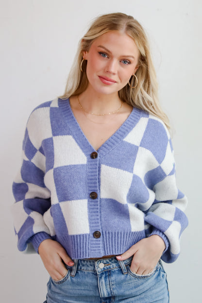 Cuddly Effect Checkered Sweater Cardigan