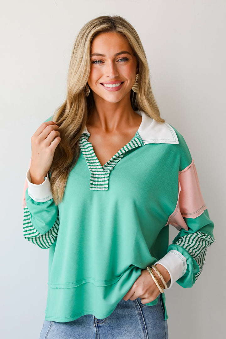 Perfect Plans Color Block Collared Top