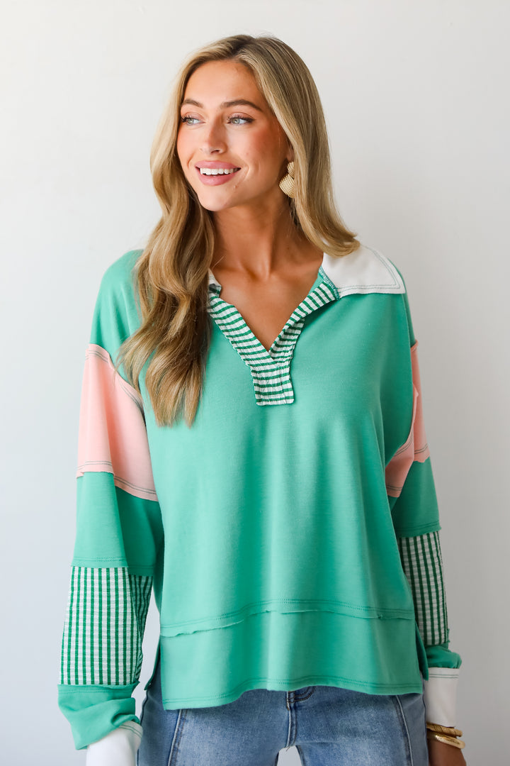 Perfect Plans Color Block Collared Top