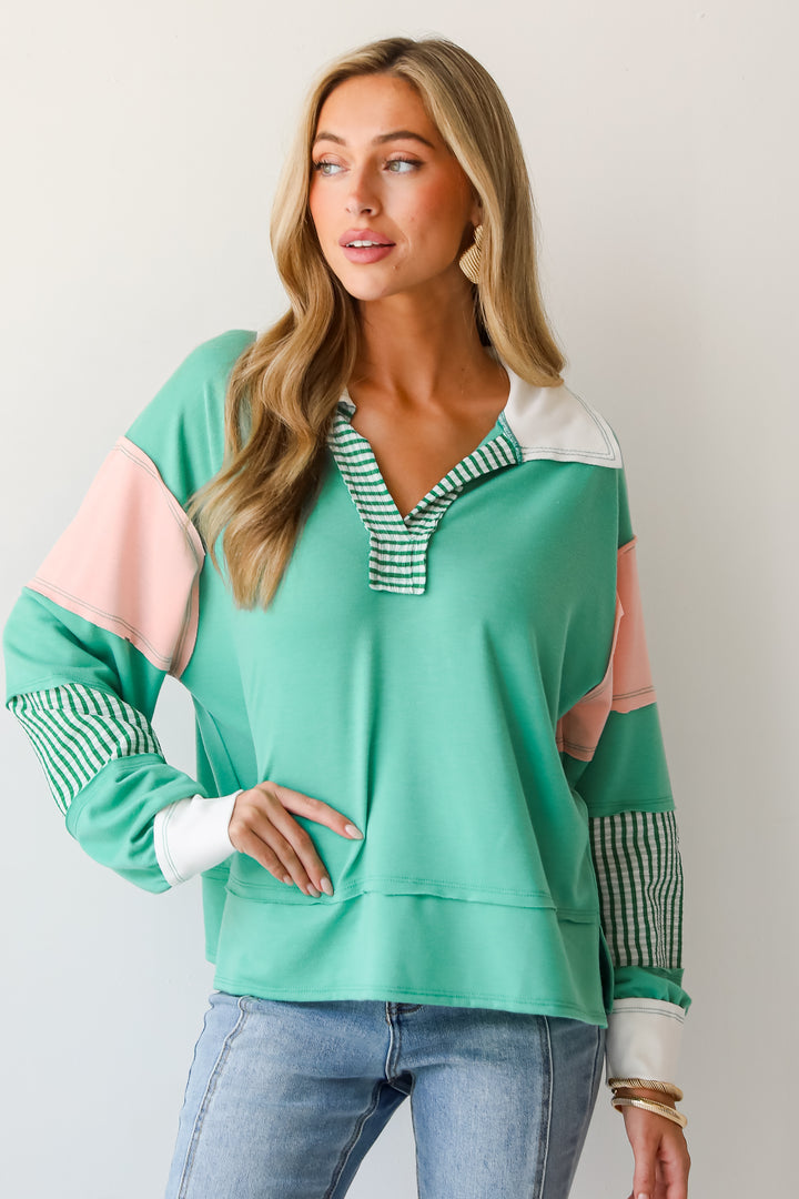 Perfect Plans Color Block Collared Top