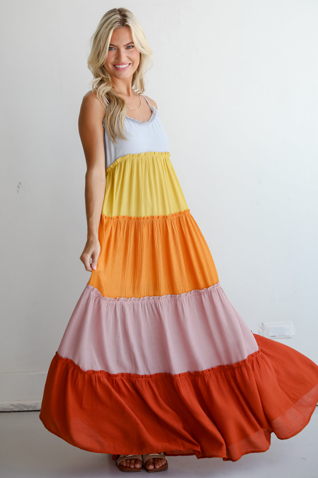 Compelling Aesthetic Color Block Maxi Dress