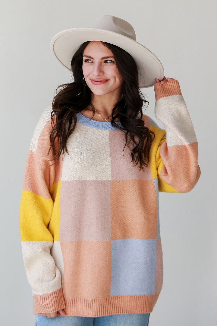 Color Block Oversized Sweater front view