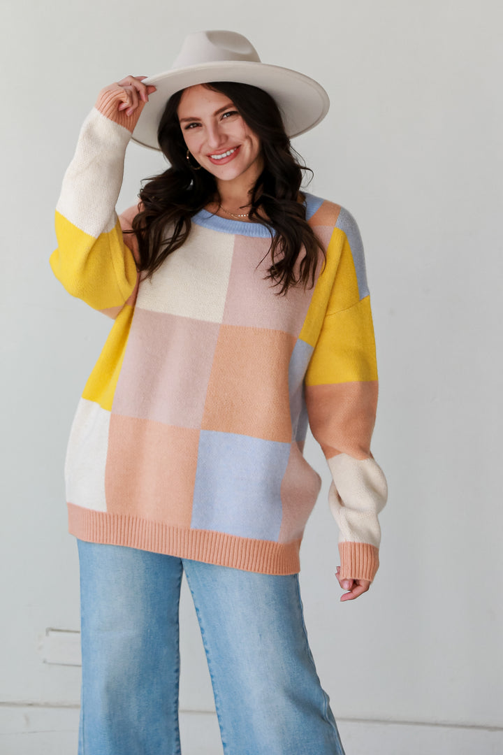 Color Block Oversized Sweater front view