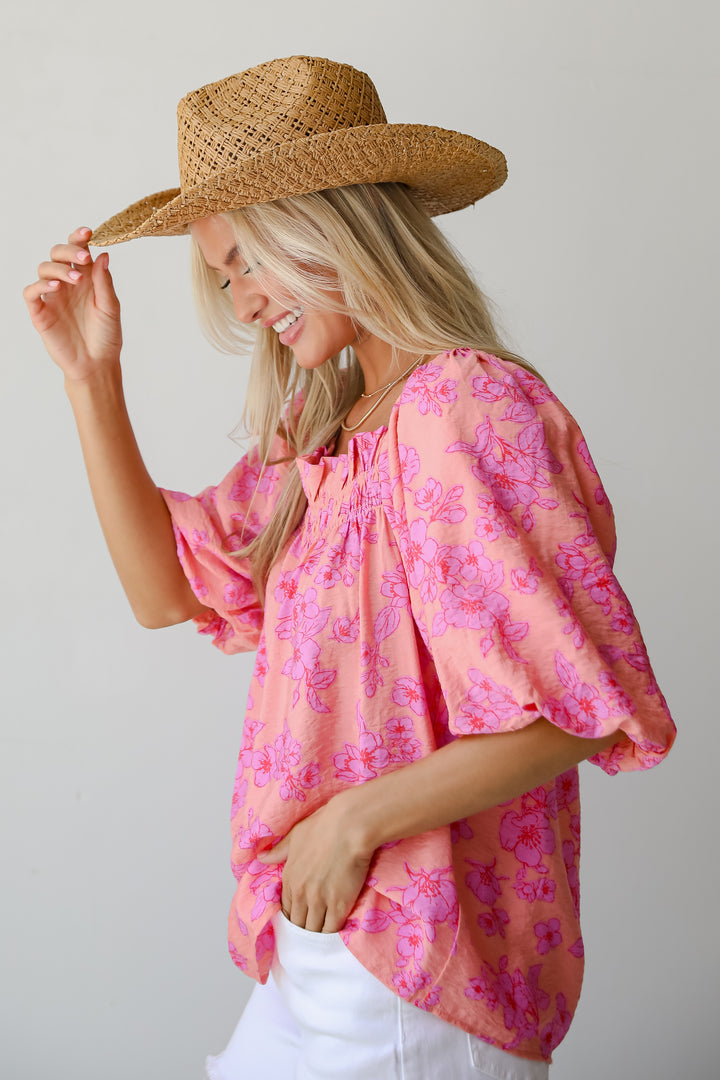 Clearly Stunning Coral Floral Blouse