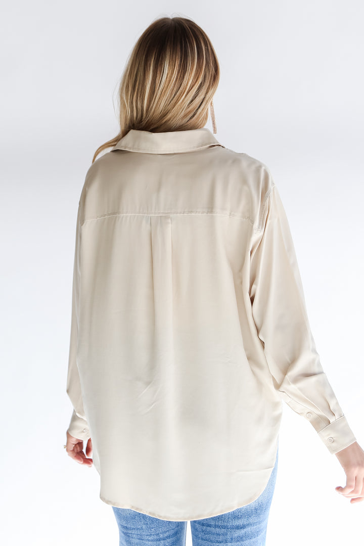 basic Ivory Button-Up Blouse