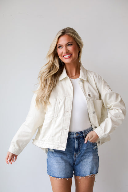 cute Cream Denim Jacket