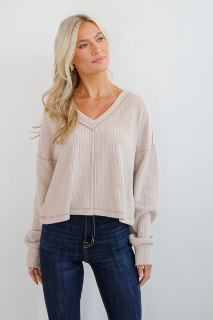 Cozy Sophisticate Cream Brushed Knit Top