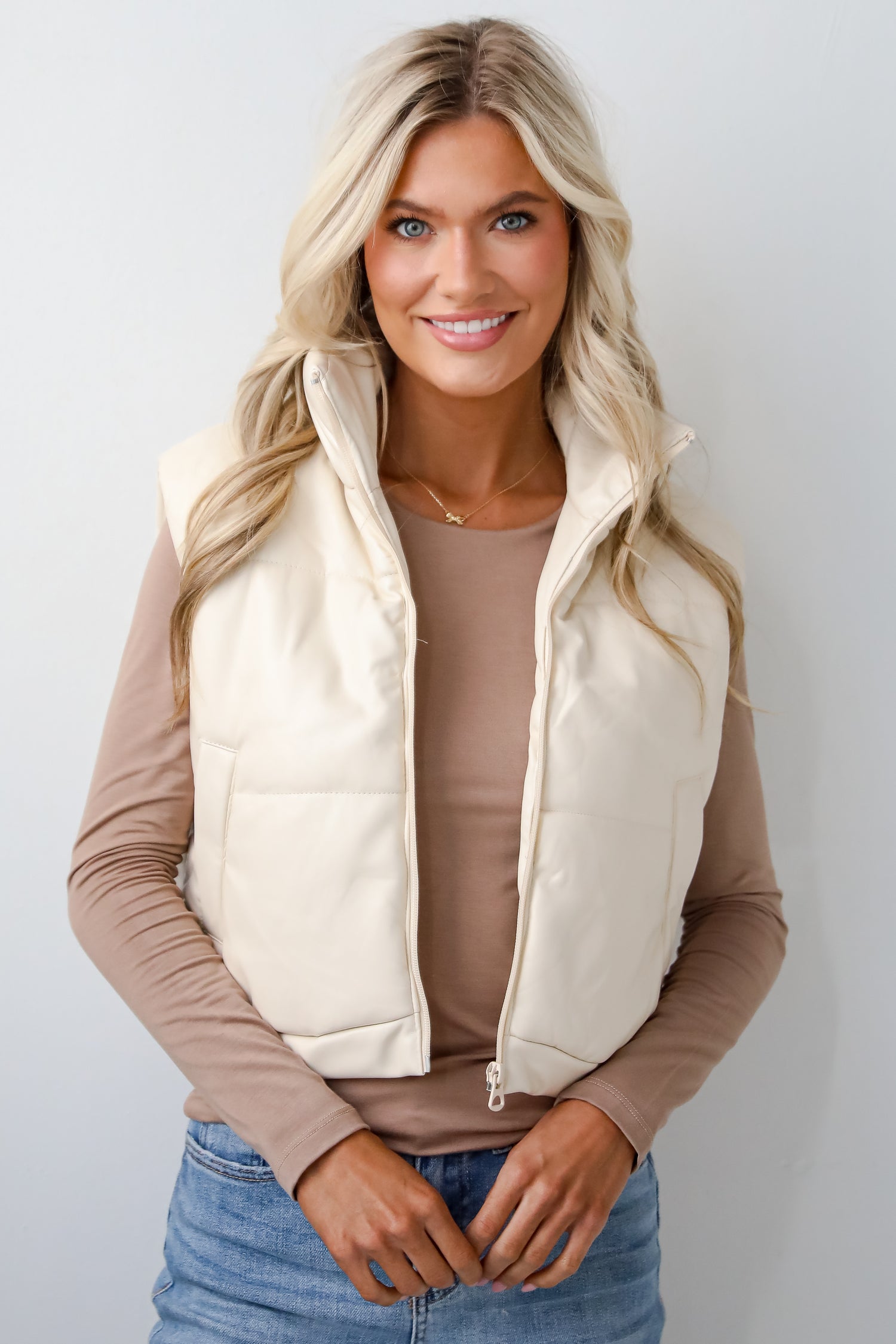 Seriously Chic Leather Puffer Vest