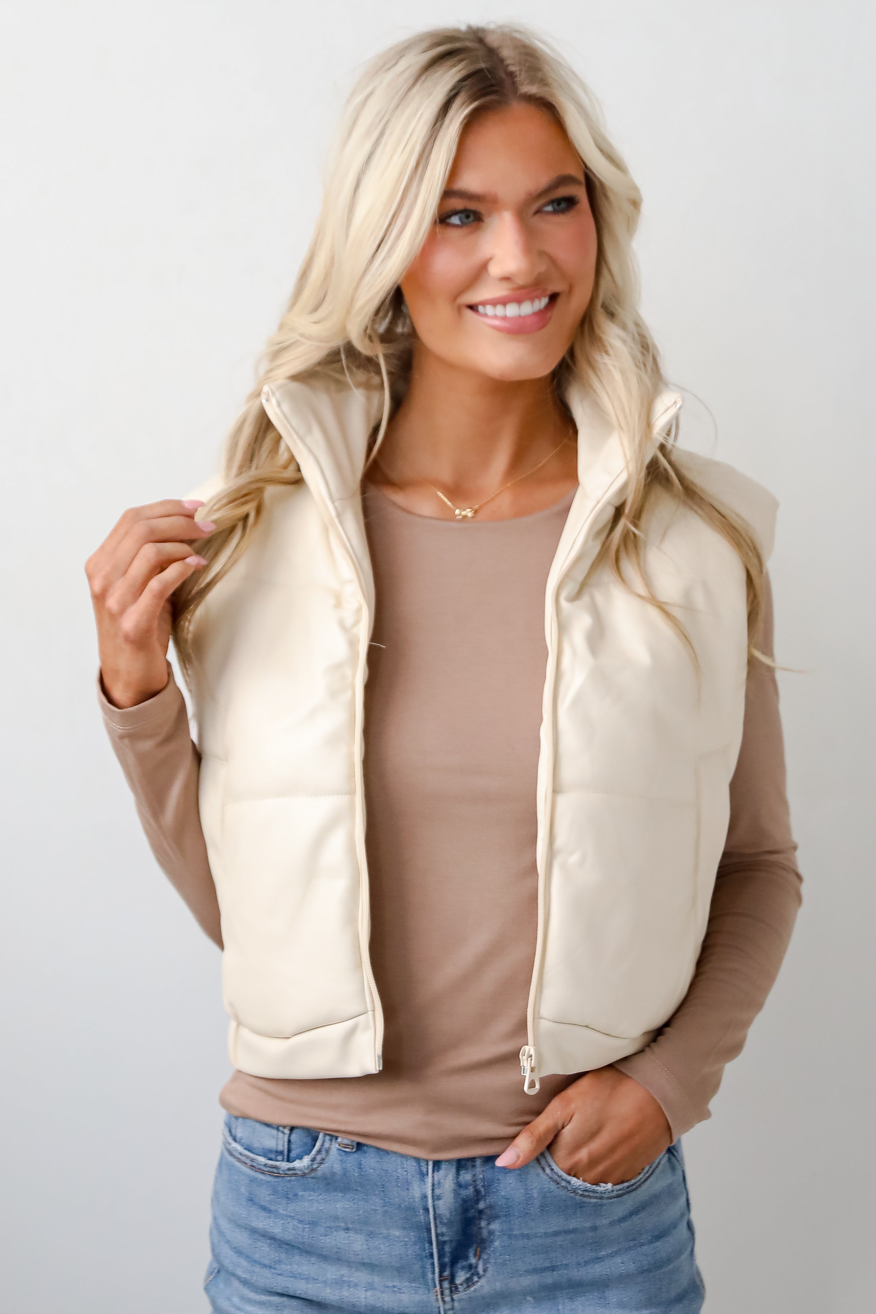 Seriously Chic Leather Puffer Vest