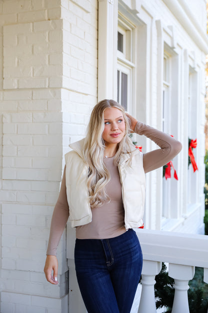 Seriously Chic Leather Puffer Vest