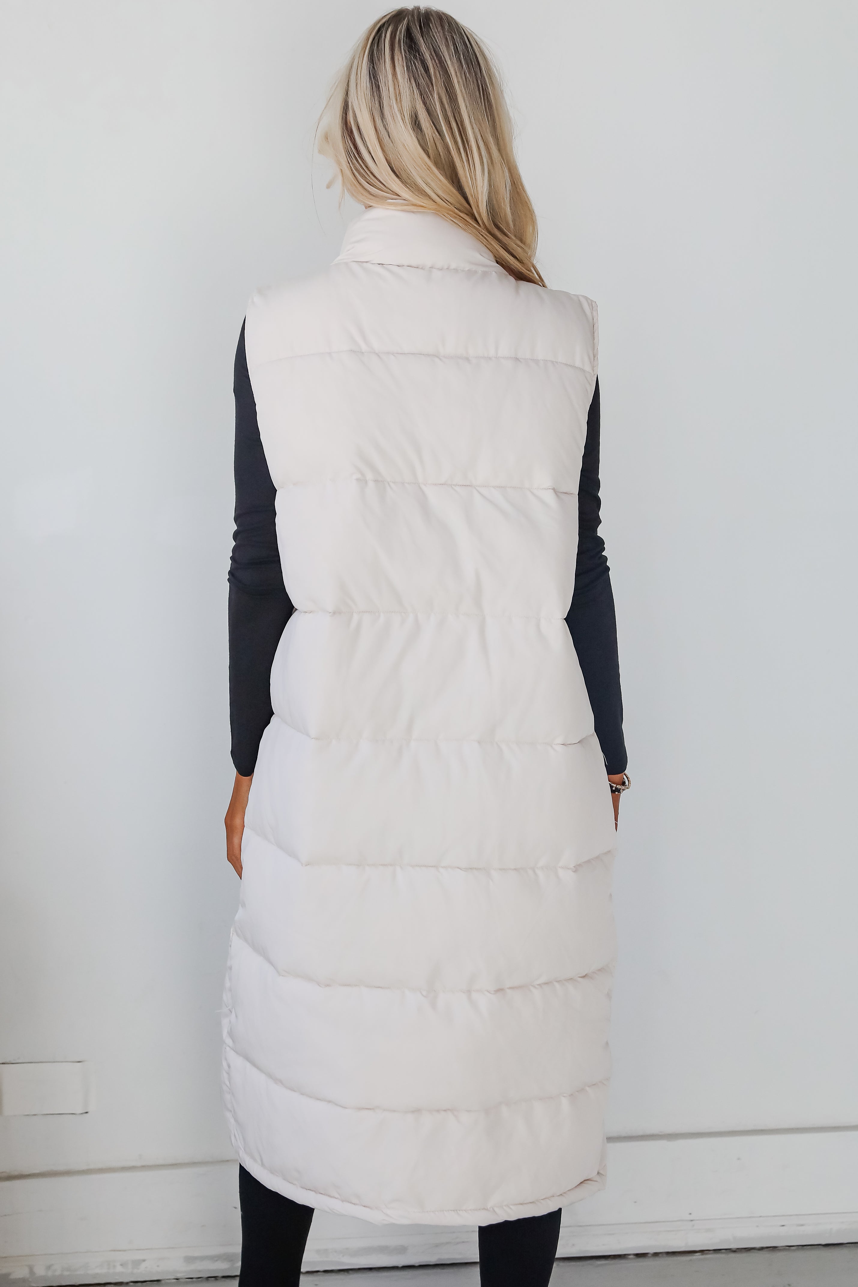 Slope Sweetie Cream Longline Puffer Vest