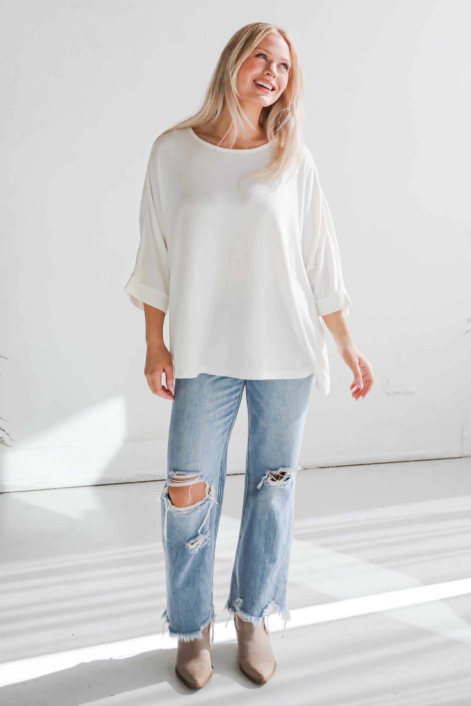 Winning Pick Oversized Brushed Knit Top