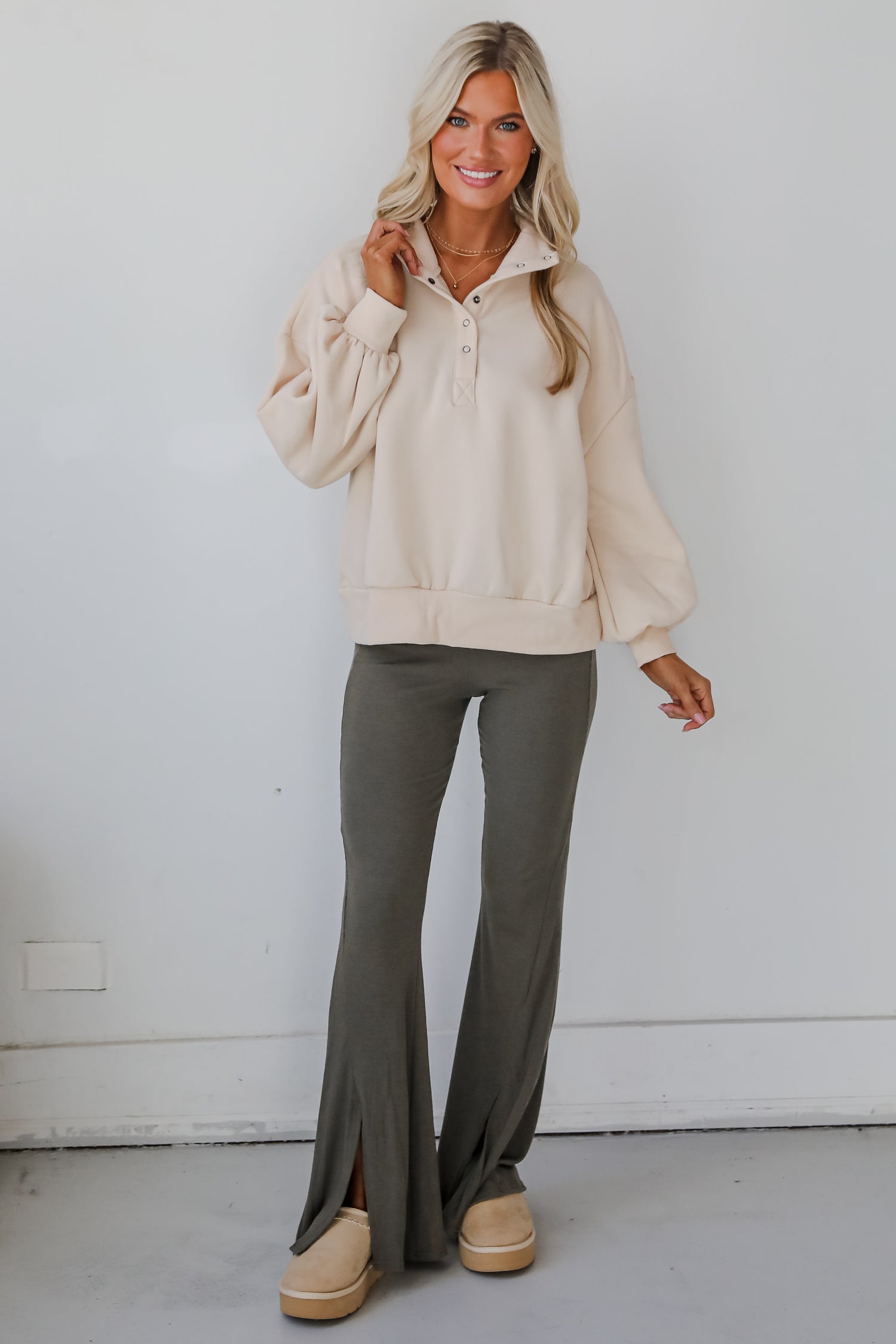 Cozy Weekend Plans Cream Pullover