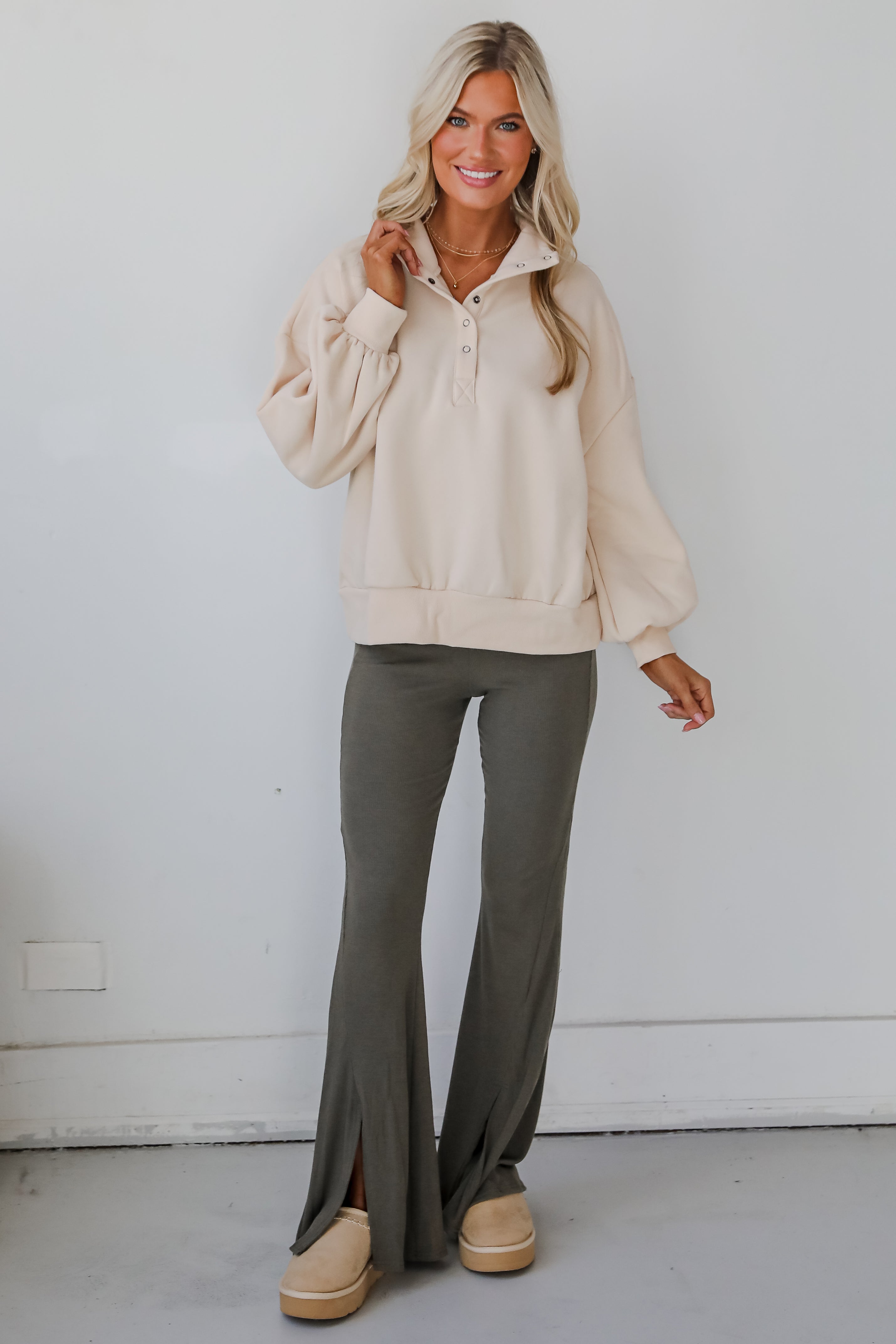 Cozy Weekend Plans Cream Pullover