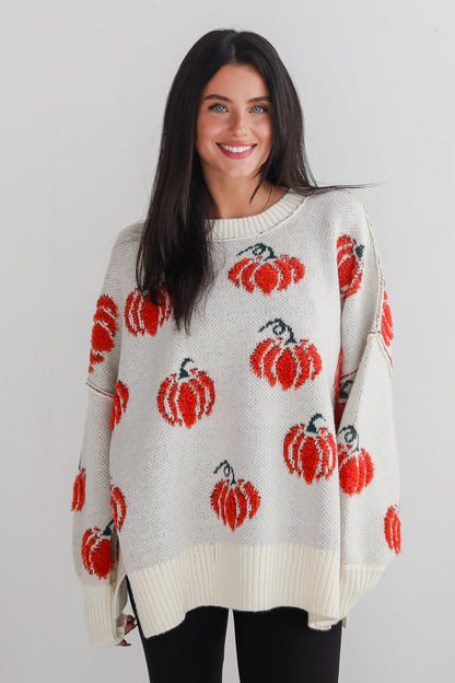 Pumpkin Patch Cream Oversized Sweater