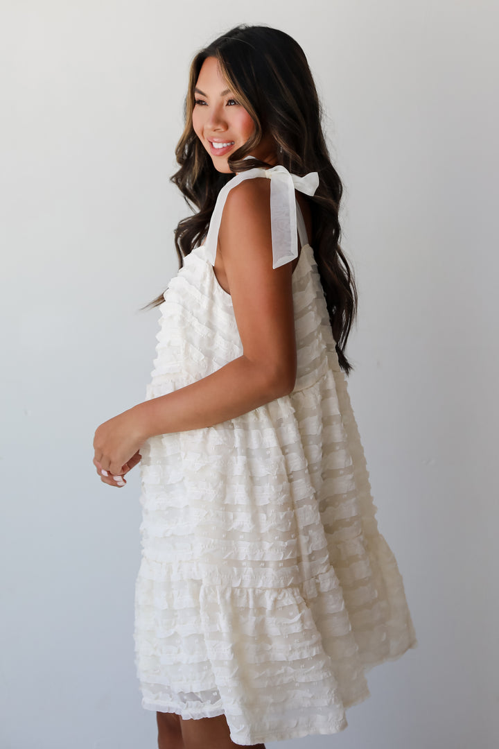 Regal Moment Cream Ruffle Mini Dress