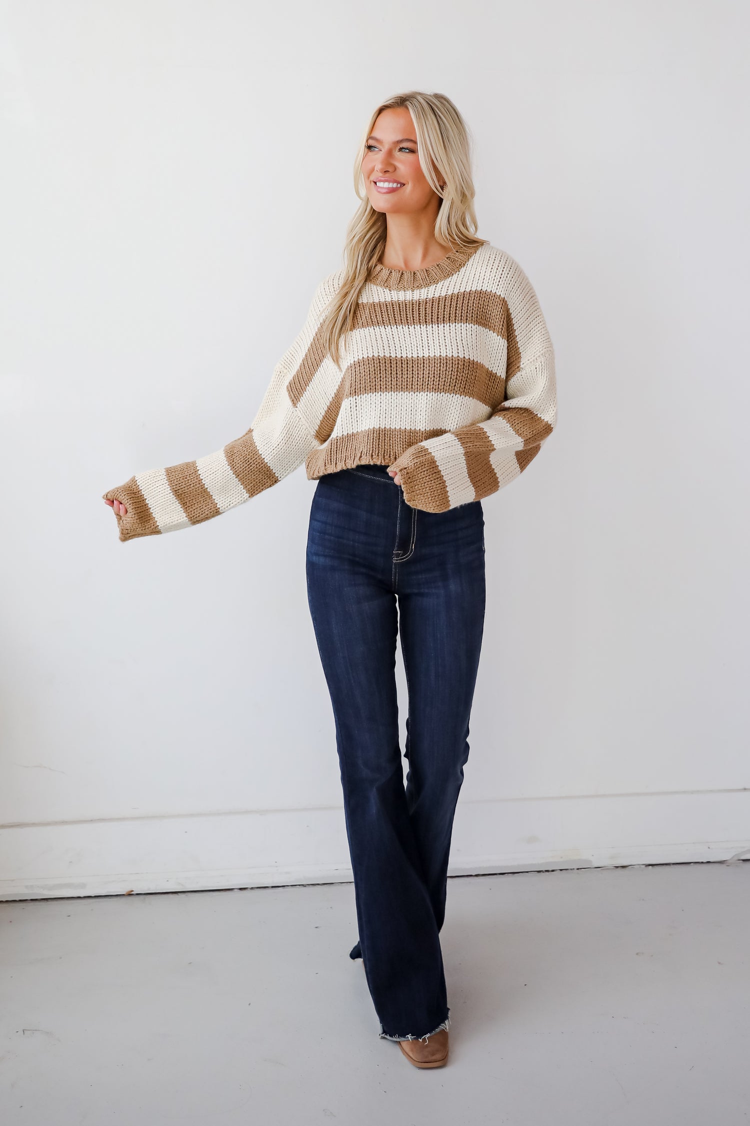 Coziest Dream Cream Striped Sweater