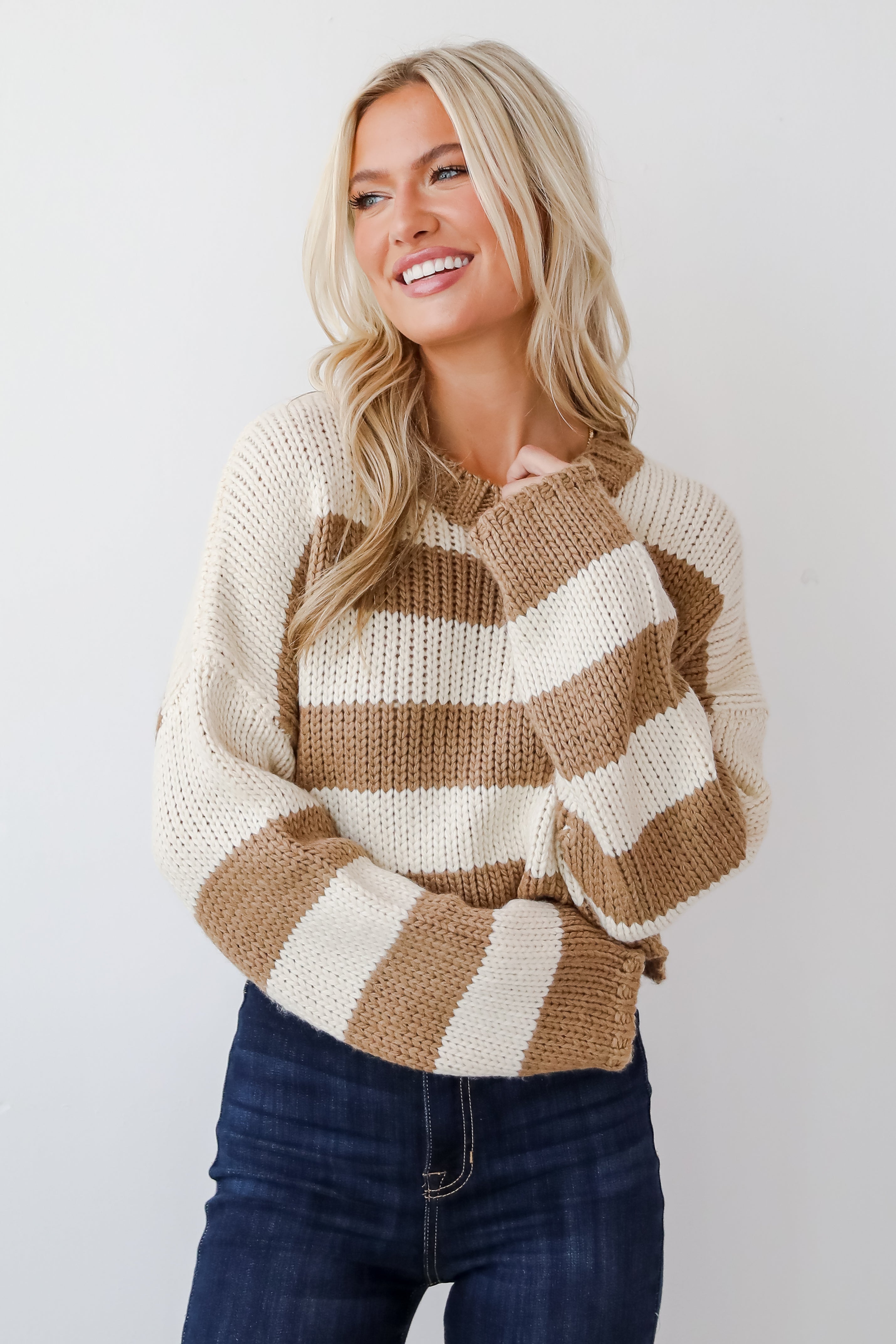 Coziest Dream Cream Striped Sweater