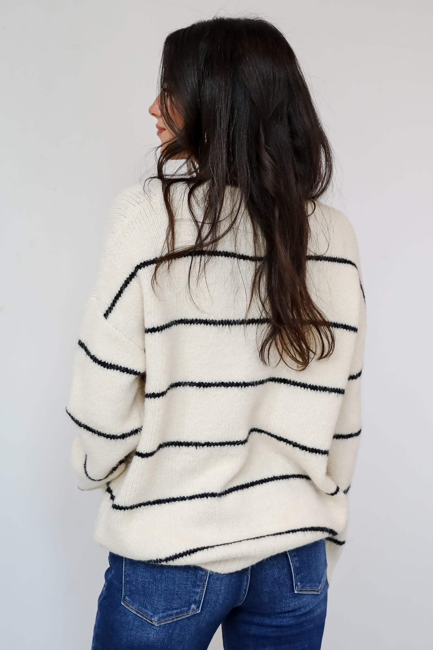 Considerable Charm Cream Striped Sweater