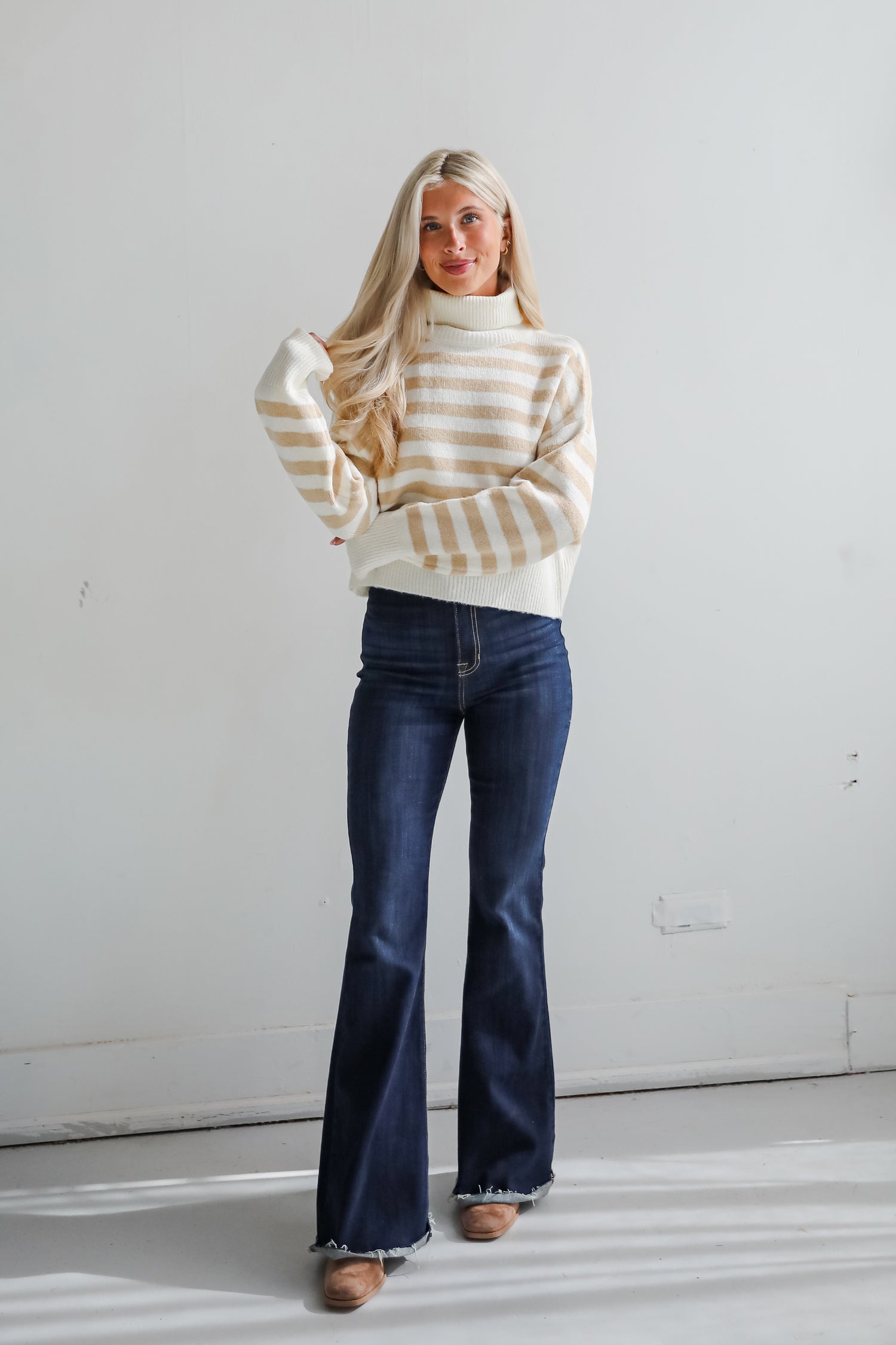 Cuddly Approach Striped Turtleneck Sweater