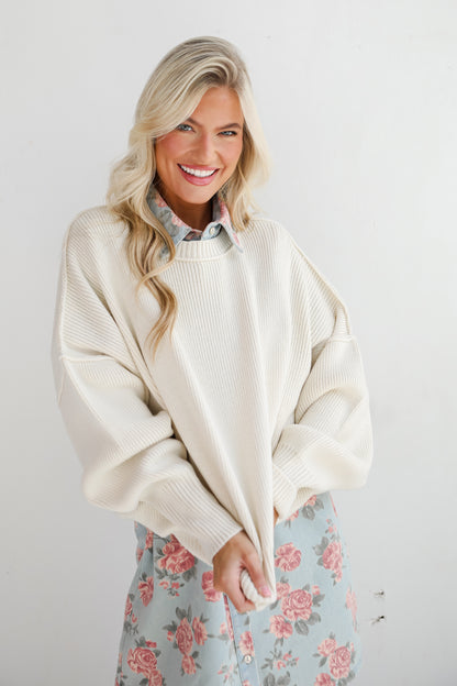 Classically Comfy Cream Oversized Sweater