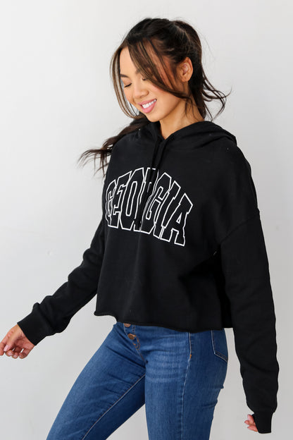 Black Georgia Cropped Hoodie side view