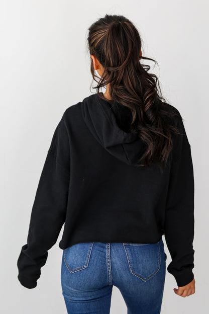 Black Georgia Cropped Hoodie back view