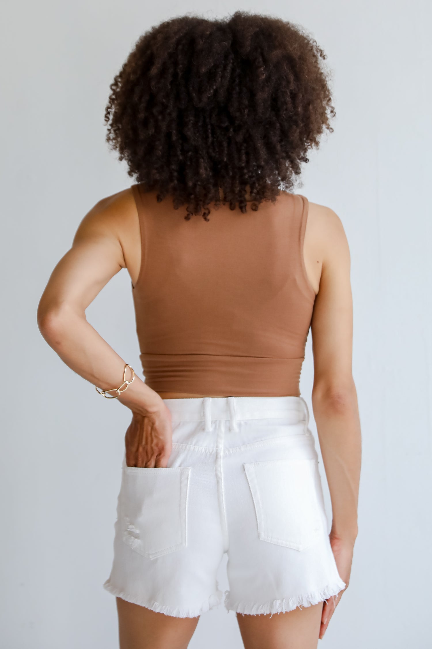 Brielle Everyday Camel Cropped Tank