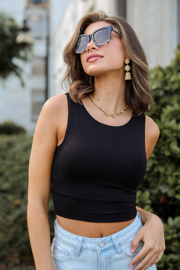 Brielle Everyday Black Cropped Tank