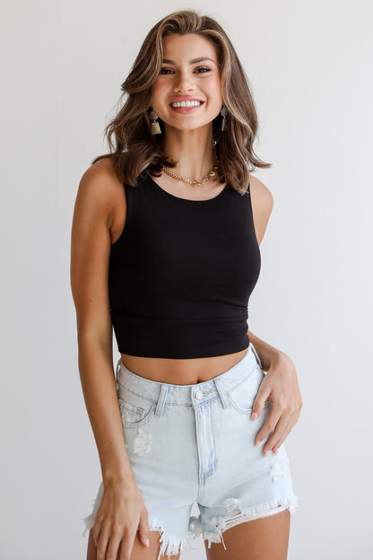 Brielle Everyday Black Cropped Tank