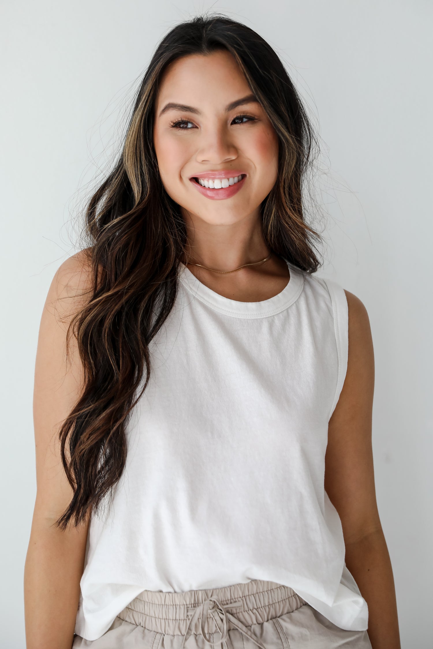 white basic tank top